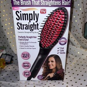 Ceramic Hair Straightening Brush - Black and Pink